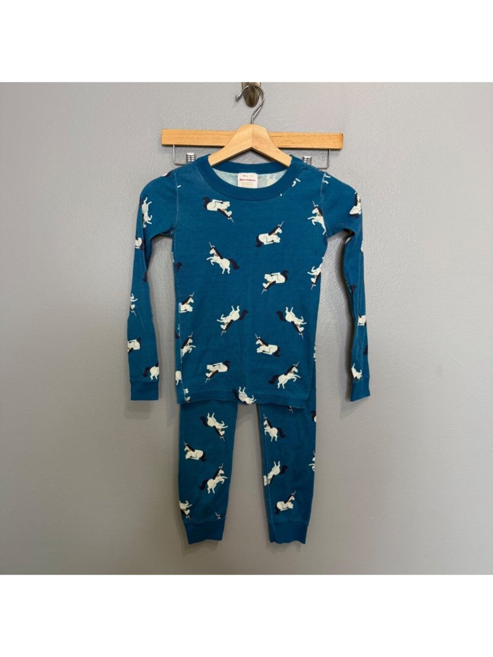 HANNA ANDERSSON teal unicorn cotton pajama set size US 8